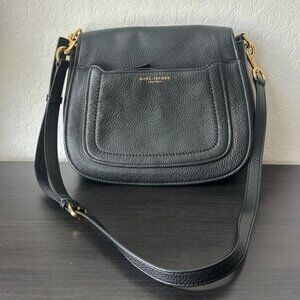 Marc Jacobs Black Pebbled Leather Crossbody Bag | Gold Hardware